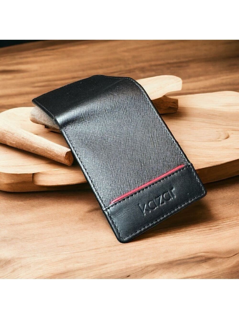Kazar Italian Bi-Fold Leather Wallet Black